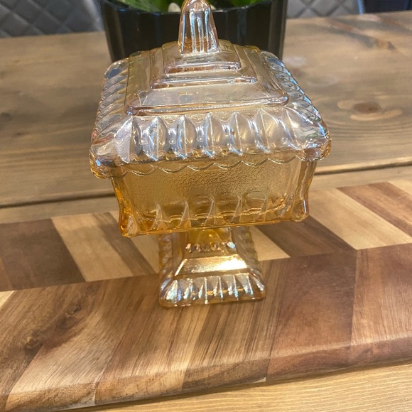 Vintage Marigold Carnival Glass Candy Dish with Matching lid - Picture 5 of 6